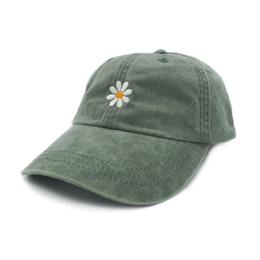 Embroidered Daisy Denim Dad Hat
