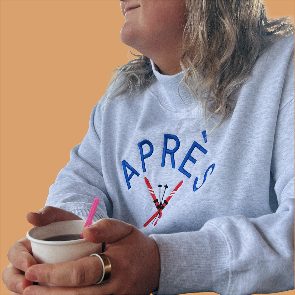 Apres Embroidered Gray Mockneck