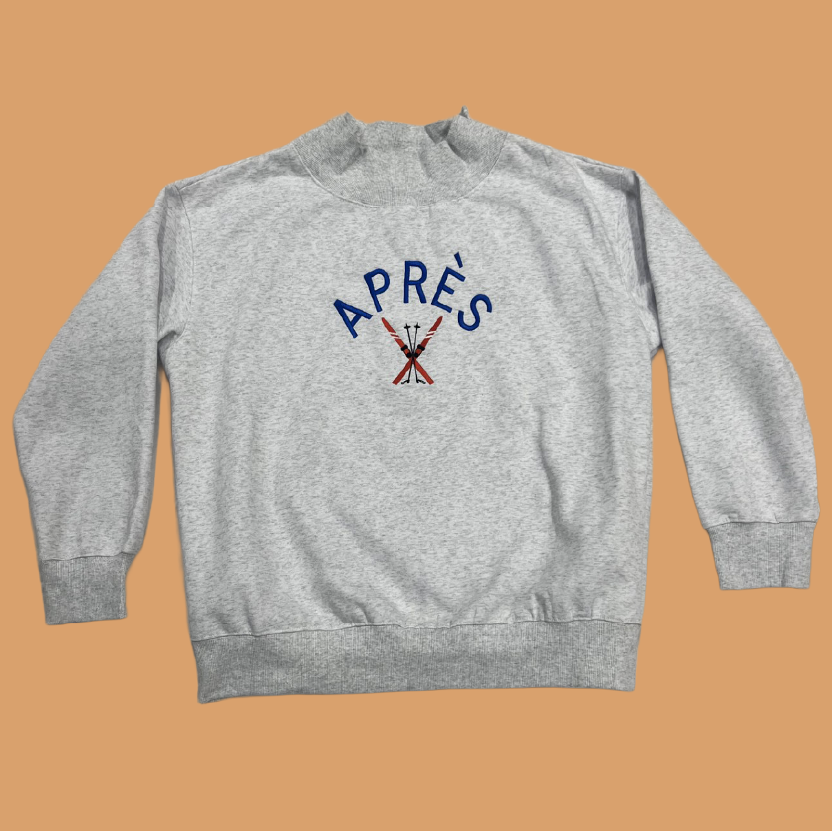 Apres Embroidered Gray Mockneck