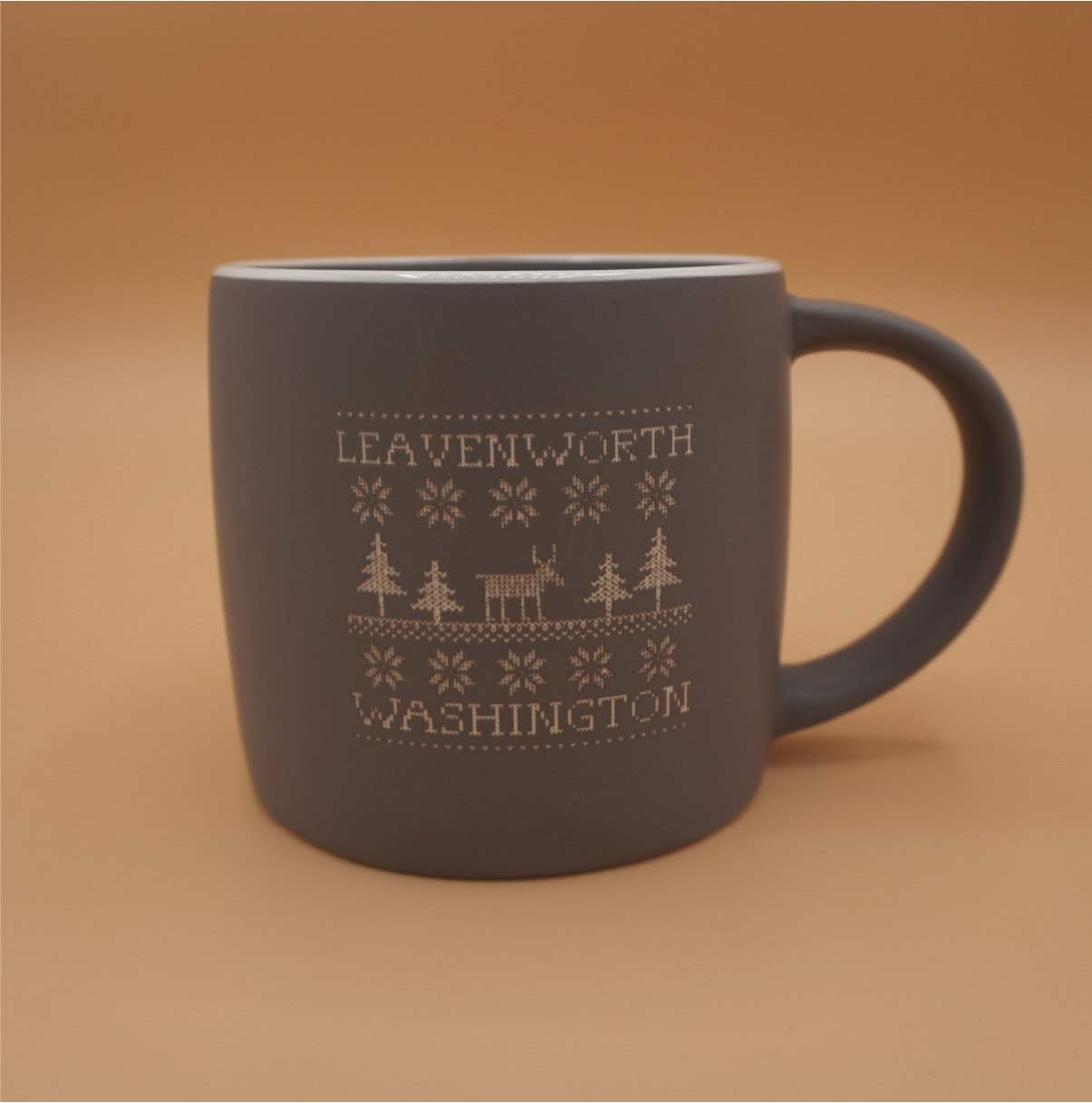 Leavenworth Cross Stitch Etched Mug