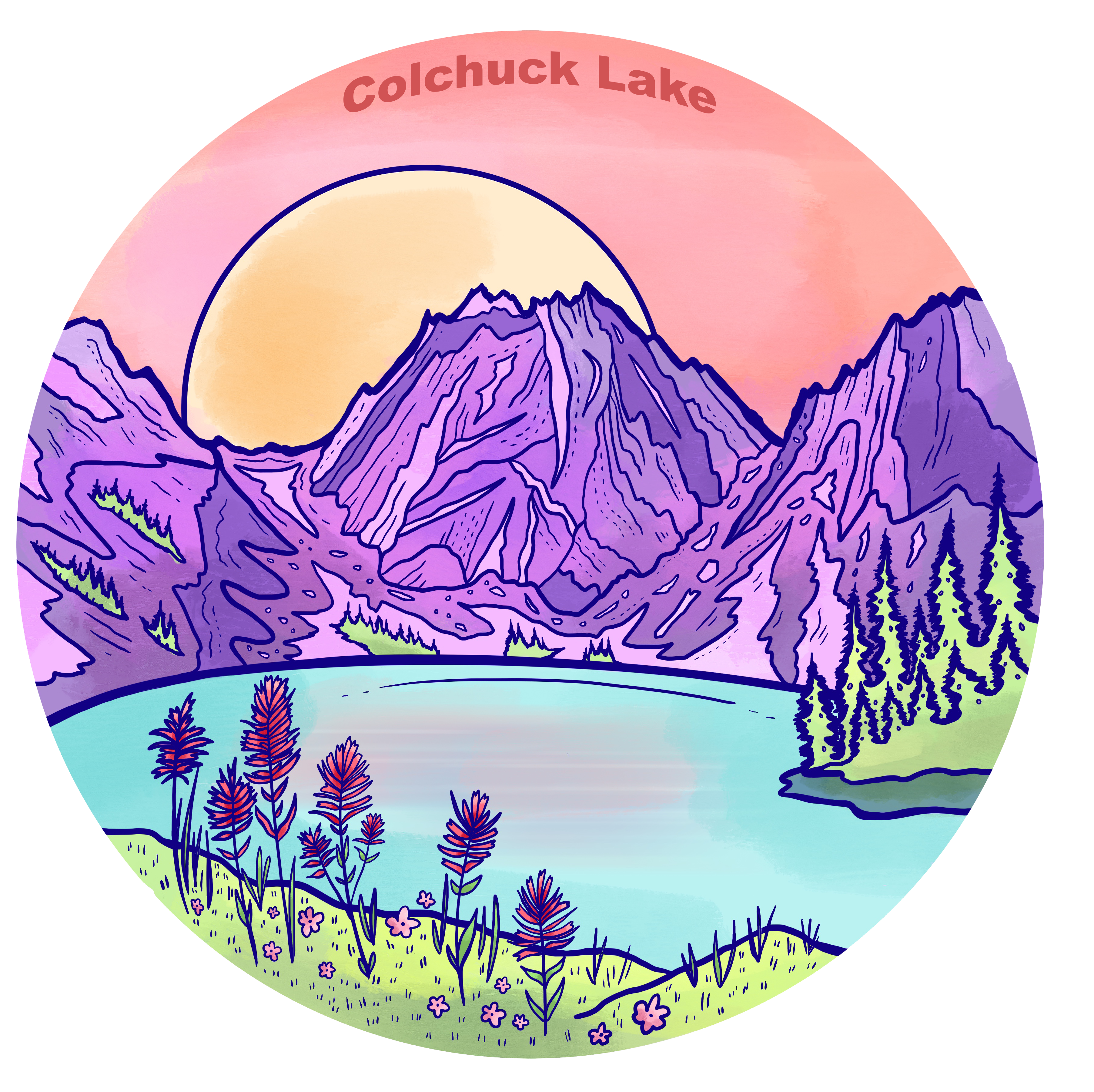 Colchuck Lake Pink Glow Sticker