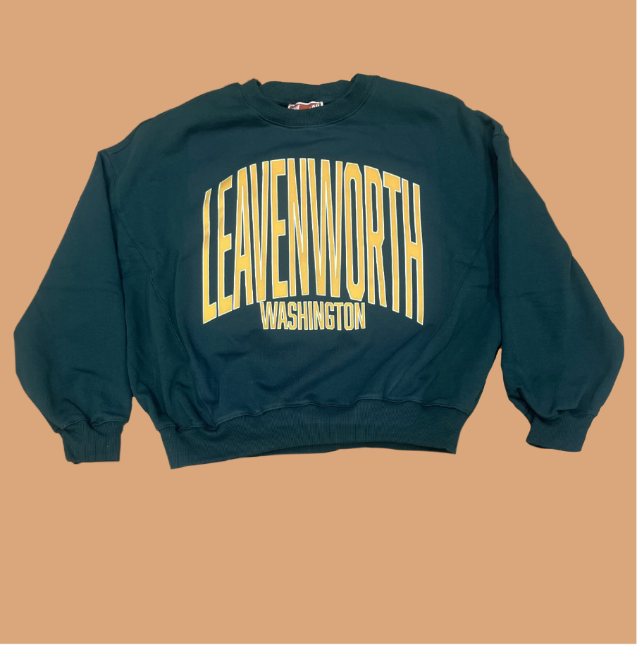 Leavenworth College Font Ladies Cropped Crew