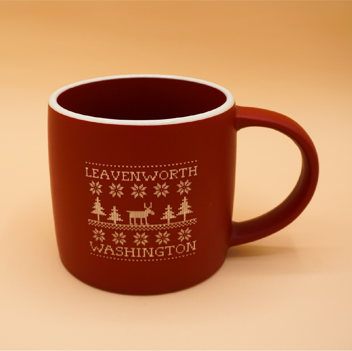 Leavenworth Cross Stitch Etched Mug