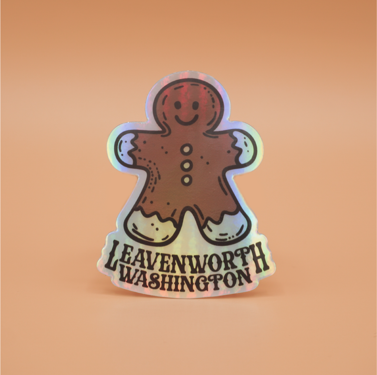 Leavenworth Gingerbread Holographic Sticker