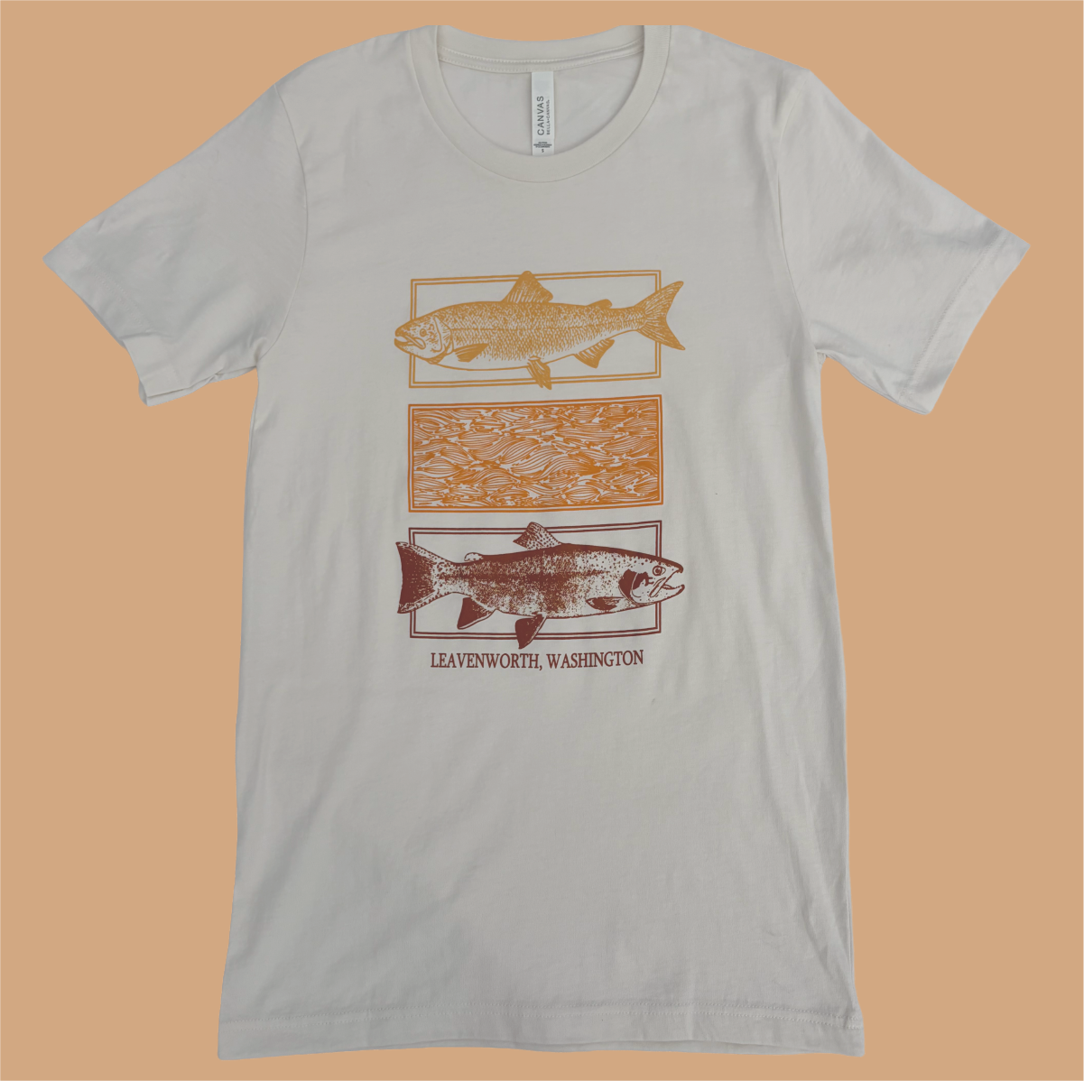 Leavenworth Salmon Vintage White Tee