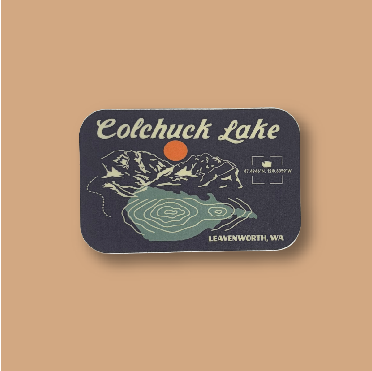 Colchuck Lake Longitude Latitude Sticker